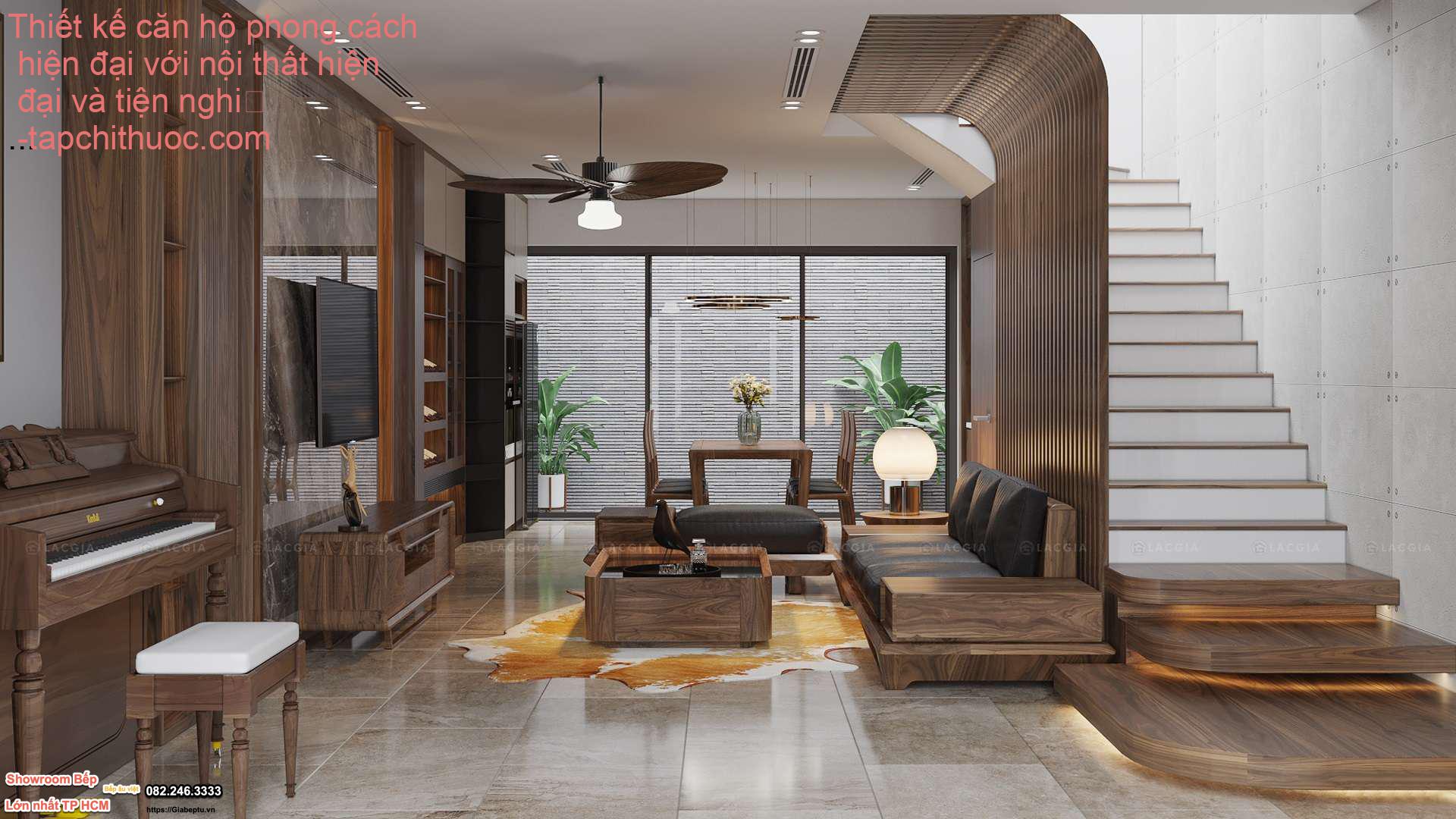 Thiết kế căn hộ phong cách hiện đại với nội thất hiện đại và tiện nghi
