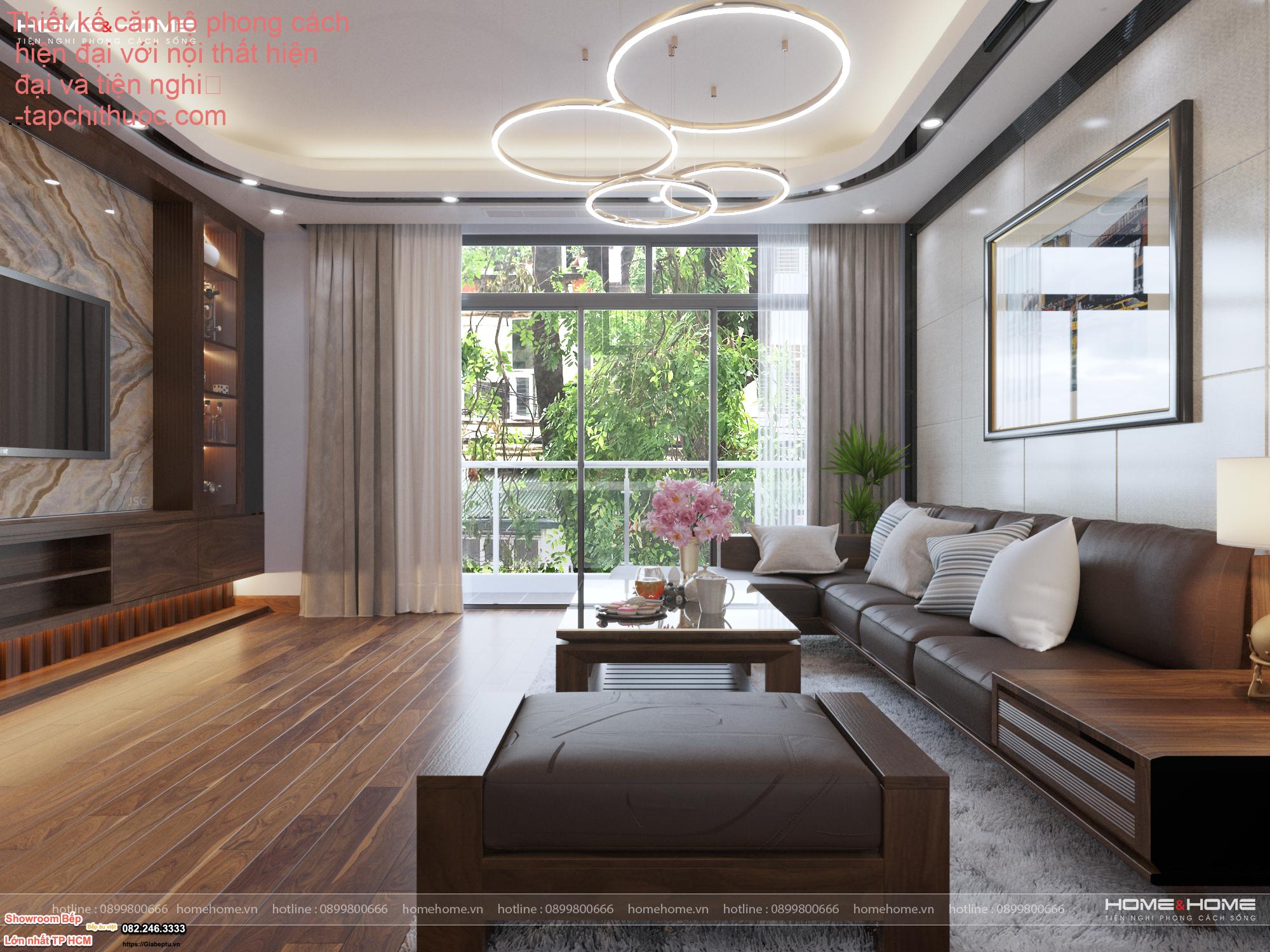 Thiết kế căn hộ phong cách hiện đại với nội thất hiện đại và tiện nghi

